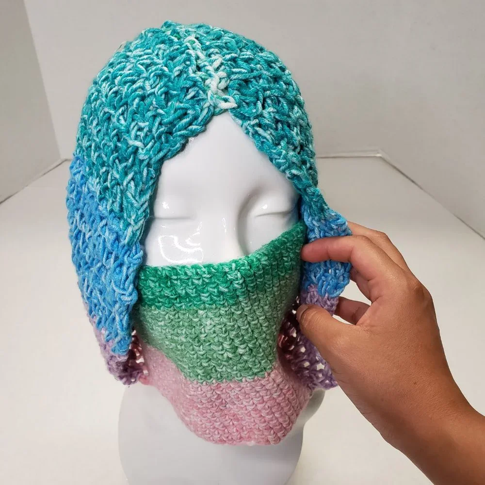 Unisex Crochet Unique Handmade Multicolor Hoodie with Mask | Facemask|